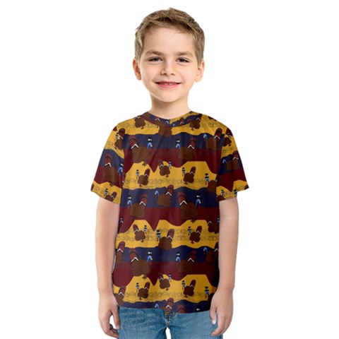 Turkey Pattern Kids  Sport Mesh Tee by bloomingvinedesign