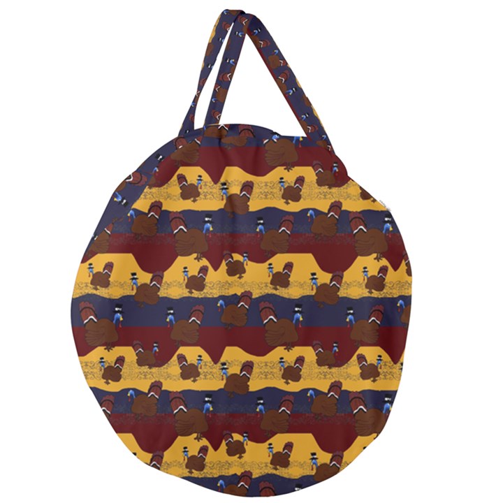 Turkey Pattern Giant Round Zipper Tote