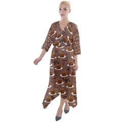 Turkey Dinner Quarter Sleeve Wrap Front Maxi Dress by bloomingvinedesign