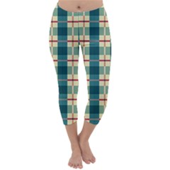 Pattern Texture Plaid Grey Capri Winter Leggings 