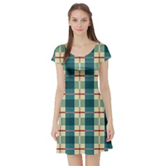 Pattern Texture Plaid Grey Short Sleeve Skater Dress by Mariart