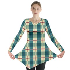 Pattern Texture Plaid Grey Long Sleeve Tunic  by Mariart