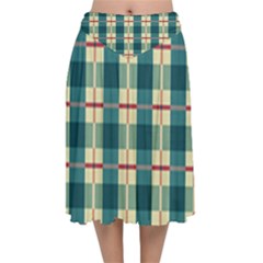 Pattern Texture Plaid Grey Velvet Flared Midi Skirt by Mariart