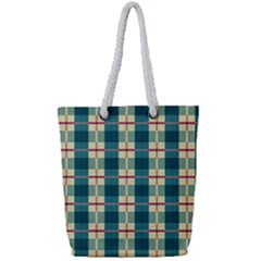 Pattern Texture Plaid Grey Full Print Rope Handle Tote (small)