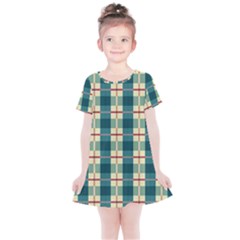 Pattern Texture Plaid Grey Kids  Simple Cotton Dress by Mariart