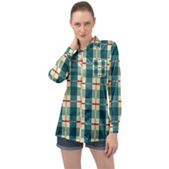 Pattern Texture Plaid Grey Long Sleeve Satin Shirt