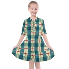 Pattern Texture Plaid Grey Kids  All Frills Chiffon Dress