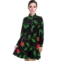 Roses Flowers Spring Flower Nature Long Sleeve Chiffon Shirt Dress by HermanTelo