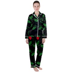 Roses Flowers Spring Flower Nature Satin Long Sleeve Pyjamas Set