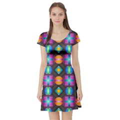 Squares Spheres Backgrounds Texture Short Sleeve Skater Dress