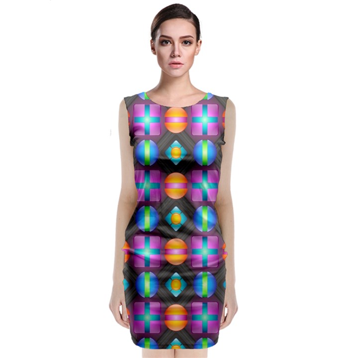 Squares Spheres Backgrounds Texture Classic Sleeveless Midi Dress