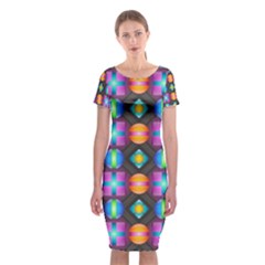 Squares Spheres Backgrounds Texture Classic Short Sleeve Midi Dress by HermanTelo