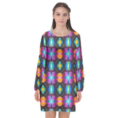 Squares Spheres Backgrounds Texture Long Sleeve Chiffon Shift Dress 