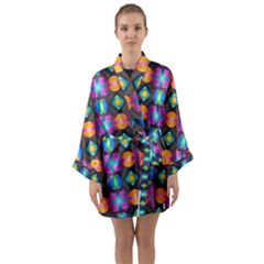 Squares Spheres Backgrounds Texture Long Sleeve Satin Kimono by HermanTelo