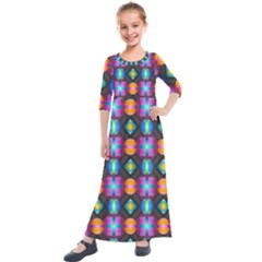 Squares Spheres Backgrounds Texture Kids  Quarter Sleeve Maxi Dress by HermanTelo