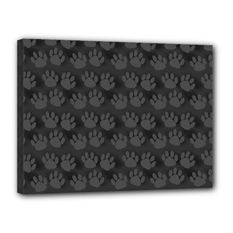 Pattern Texture Feet Dog Grey Canvas 16  X 12  (stretched) by HermanTelo