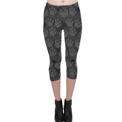 Pattern Texture Feet Dog Grey Capri Leggings  by HermanTelo