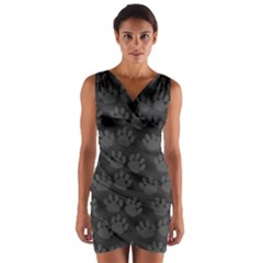 Pattern Texture Feet Dog Grey Wrap Front Bodycon Dress by HermanTelo