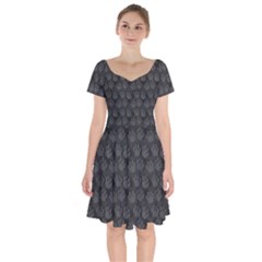 Pattern Texture Feet Dog Grey Short Sleeve Bardot Dress by HermanTelo