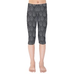 Pattern Texture Feet Dog Grey Kids  Capri Leggings 