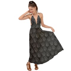 Pattern Texture Feet Dog Grey Backless Maxi Beach Dress