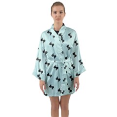 Illustrations Long Sleeve Satin Kimono