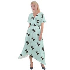 Illustrations Cross Front Sharkbite Hem Maxi Dress