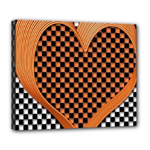 Heart Chess Board Checkerboard Deluxe Canvas 24  X 20  (stretched) by HermanTelo