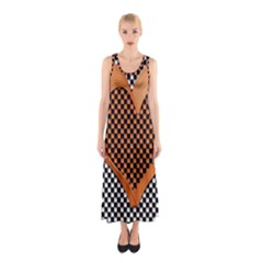 Heart Chess Board Checkerboard Sleeveless Maxi Dress by HermanTelo