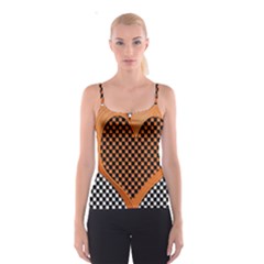 Heart Chess Board Checkerboard Spaghetti Strap Top