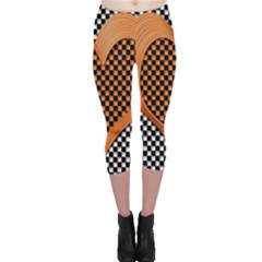 Heart Chess Board Checkerboard Capri Leggings  by HermanTelo