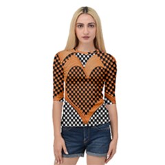 Heart Chess Board Checkerboard Quarter Sleeve Raglan Tee