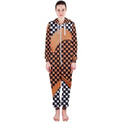 Heart Chess Board Checkerboard Hooded Jumpsuit (ladies) 