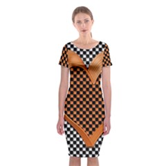 Heart Chess Board Checkerboard Classic Short Sleeve Midi Dress by HermanTelo