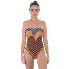 Heart Chess Board Checkerboard Tie Back One Piece Swimsuit