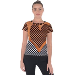 Heart Chess Board Checkerboard Short Sleeve Sports Top 