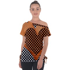 Heart Chess Board Checkerboard Tie-up Tee