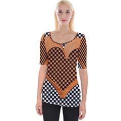 Heart Chess Board Checkerboard Wide Neckline Tee