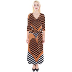 Heart Chess Board Checkerboard Quarter Sleeve Wrap Maxi Dress by HermanTelo