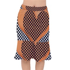 Heart Chess Board Checkerboard Short Mermaid Skirt