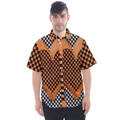 Heart Chess Board Checkerboard Men s Short Sleeve Shirt