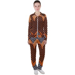 Heart Chess Board Checkerboard Casual Jacket And Pants Set