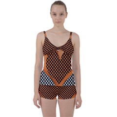 Heart Chess Board Checkerboard Tie Front Two Piece Tankini