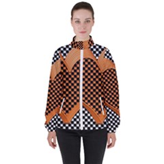 Heart Chess Board Checkerboard Women s High Neck Windbreaker by HermanTelo