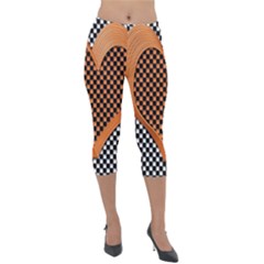 Heart Chess Board Checkerboard Lightweight Velour Capri Leggings 