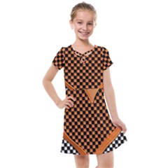 Heart Chess Board Checkerboard Kids  Cross Web Dress by HermanTelo