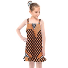 Heart Chess Board Checkerboard Kids  Overall Dress by HermanTelo