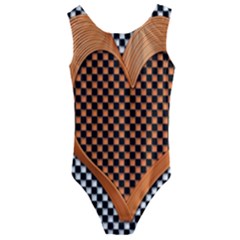 Heart Chess Board Checkerboard Kids  Cut-out Back One Piece Swimsuit by HermanTelo