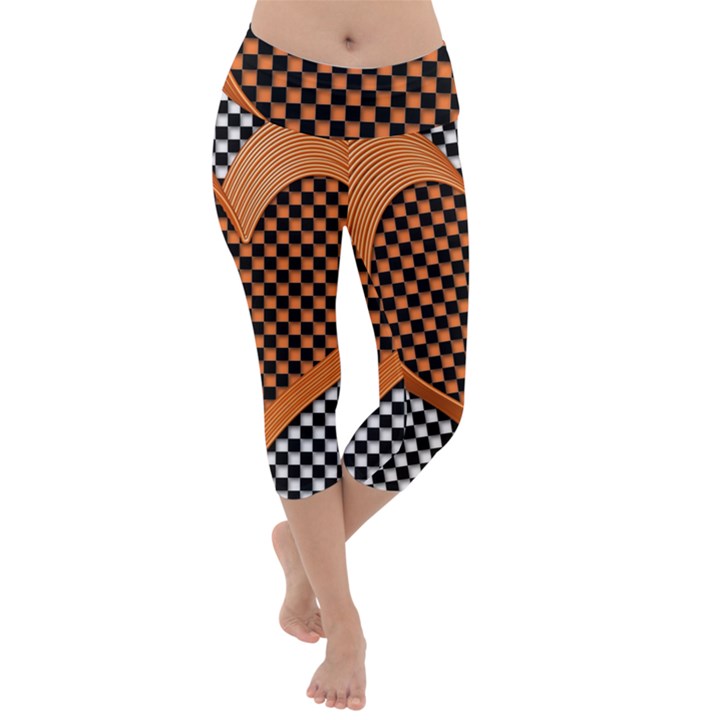 Heart Chess Board Checkerboard Lightweight Velour Capri Yoga Leggings