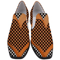 Heart Chess Board Checkerboard Women Slip On Heel Loafers